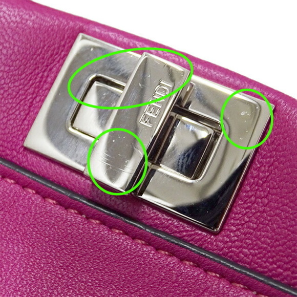 Fendi FENDI Bag Ladies Peekaboo Shoulder Leather Micro Purple 8M0355 - Picture 13 of 16